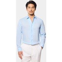 Hawes & Curtis Slim Fit Pure Linen Shirt Light Blue