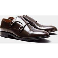 Hawes & Curtis Leather Double Monk Strap Shoes Brown