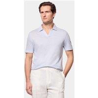 Hawes & Curtis Pure Linen Open Neck Polo Shirt Pale Blue