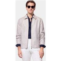 Hawes & Curtis Pure Linen Lightweight Harrington Jacket Light Grey