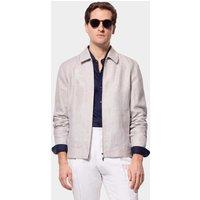 Hawes & Curtis Pure Linen Lightweight Harrington Jacket Light Grey