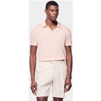 Hawes & Curtis Pure Linen Open Neck Polo Shirt Coral