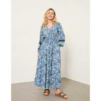 FatFace Paisley V-Neck Midi Tea Dress Navy Mix