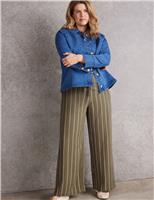 Live Unlimited London Modal Rich Striped Drawstring Trousers Khaki