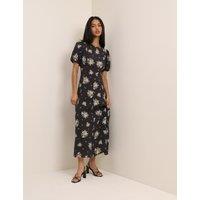 Nobody's Child Lyocell Rich Floral Midi Tea Dress Black Mix