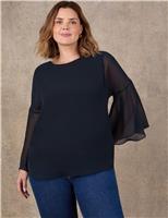 Live Unlimited London Angel Sleeve Overlay Top Black