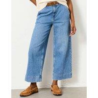 FatFace Wide Leg Cropped Jeans Blue
