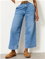 FatFace Wide Leg Cropped Jeans Blue