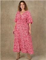 Floral V-Neck Maxi Waisted Dress