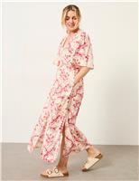 Floral V-Neck Midi Tea Dress