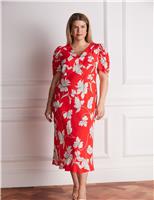 Jersey Floral V-Neck Midaxi Tea Dress