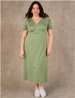 Jersey Printed V-Neck Midaxi Tea Dress