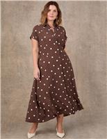Polka Dot Button Through Midaxi Shirt Dress