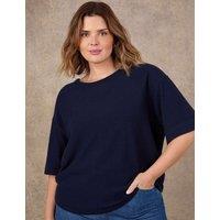 Live Unlimited London Wool Blend Crew Neck Jumper Navy