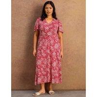 Live Unlimited London Floral V-Neck Midaxi Tea Dress Red Mix