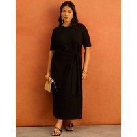 Live Unlimited London Jersey Tie Side Midaxi Dress Black