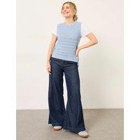 FatFace Cotton Blend Tie Detail Knitted Tank Top Chambray