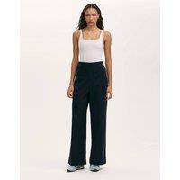 Finery London Pure Cotton Canvas Wide Leg Trousers Navy
