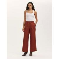 Finery London Pure Cotton Canvas Wide Leg Trousers Brown