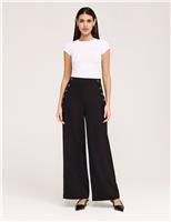 Finery London Twill Wide Leg Trousers Black