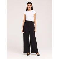 Finery London Twill Wide Leg Trousers Black
