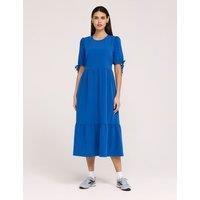Finery London Crepe Tie Detail Tiered Midi Dress Cobalt