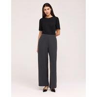 Finery London Twill Elasticated Waist Wide Leg Trousers Charcoal