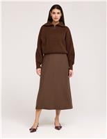 Twill Midi A-Line Skirt