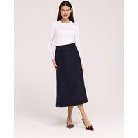 Finery London Twill Midi A-Line Skirt Navy