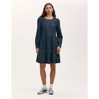 Finery London Denim Round Neck Midi Tiered Dress Indigo