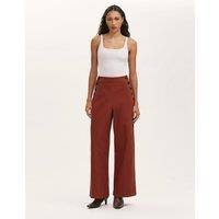 Finery London Pure Cotton Canvas Wide Leg Trousers Brown