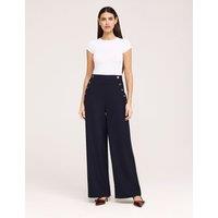 Finery London Twill Wide Leg Trousers Navy