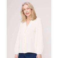 Finery London V-Neck Button-Through Top Ivory