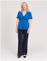 V-Neck Button-Through Top