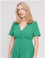 V-Neck Button-Through Top