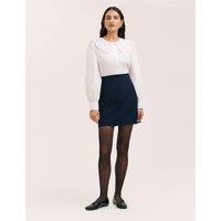 Finery London Jersey Mini A-Line Skirt Navy
