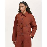 Finery London Canvas Collared Utility Jacket Brown