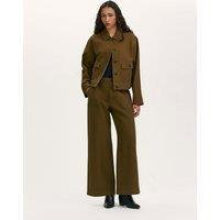Finery London Canvas Collared Utility Jacket Khaki
