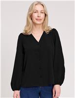 V-Neck Button-Through Top