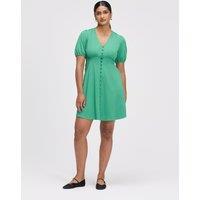 Finery London V-Neck Button Through Short Skater Dress Green