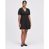 Finery London V-Neck Button Through Short Skater Dress Black