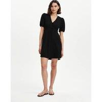 Finery London V-Neck Button Through Short Skater Dress Black