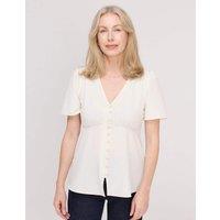 Finery London V-Neck Button-Through Top Ivory