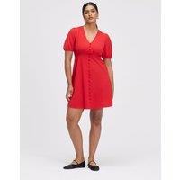 Finery London V-Neck Button Through Short Skater Dress Red