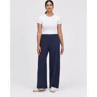Finery London Elasticated Waist Wide Leg Trousers Navy