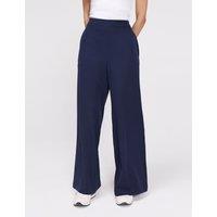 Finery London Elasticated Waist Wide Leg Trousers Navy