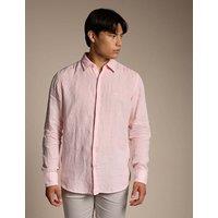 Boss Relegant Regular Fit Linen Shirt Pink