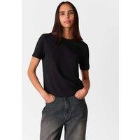 Whistles Emily Pure Cotton T-Shirt Black