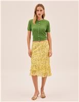 Cotton Rich Embroidered Crew Neck Cardigan