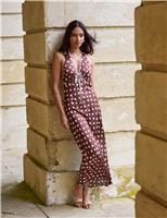 Polka Dot Halter Neck Maxi Slip Dress